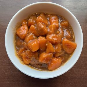 Yams (Sweet Potatoes). Cooked Down Sticky Brown Sugar Marshmallow Syrup and Spices