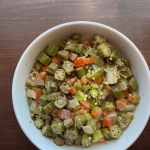 Okra, Tomatoes and Onions Stewed to Perfection, Lightly Seasoned
