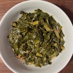 Greens, Mac -N- Cheese and Dressing