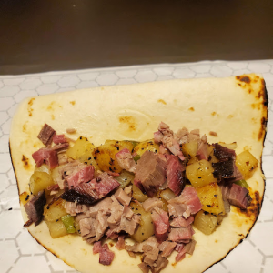 Seasoned Potato with smoked brisket