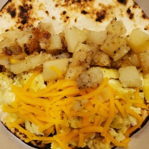 Egg, potatoes and cheese