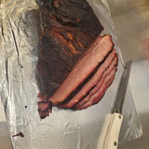 Brisket BBQ Smoked 12-14 hrs. Whole tender and moist 8-10 lbs