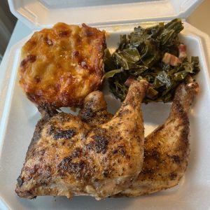 Baked chicken leg quarter